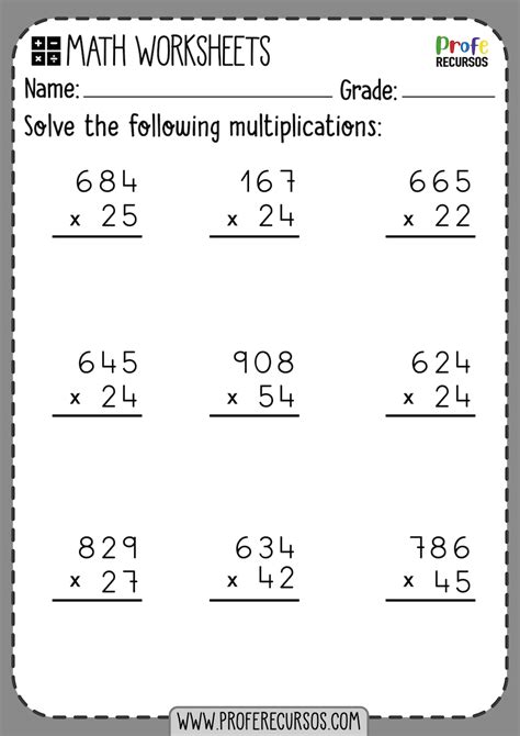 multiply 3 digit by 2 digit worksheet